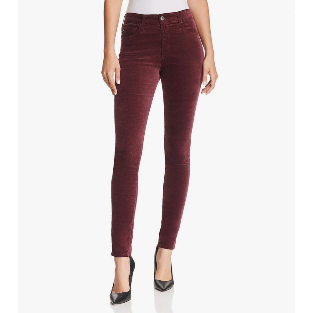 AG Adriano Goldschmied Farrah High Rise - Rich Carmine (Velvet / velour legging)